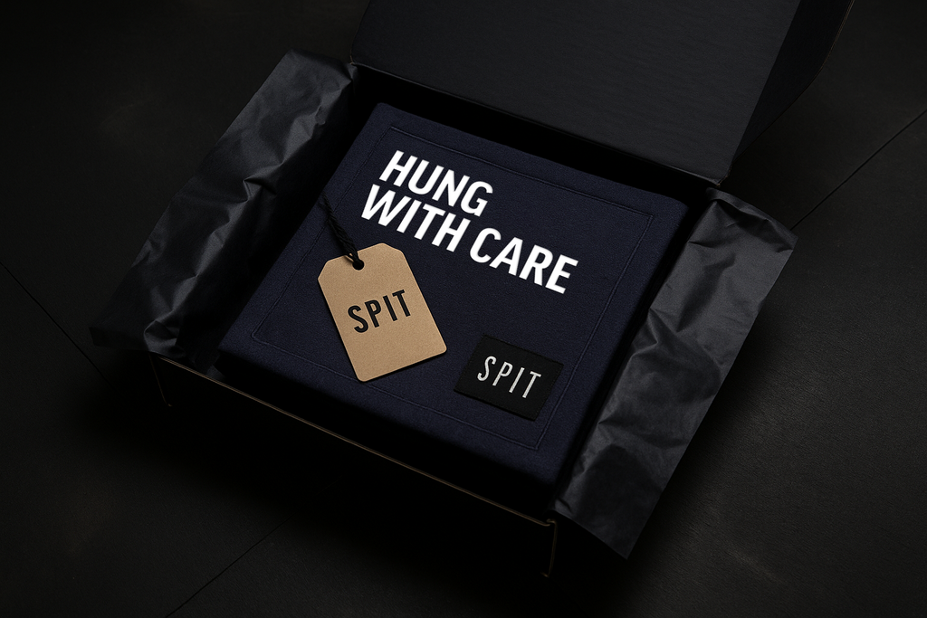 SPIT RAW – “Hung with Care” Towel